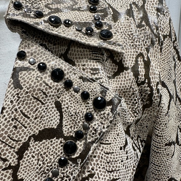 Pamala McCoy Leather Jeweled Snakeskin Jacket Size Extra Small. - Picture 5 of 9